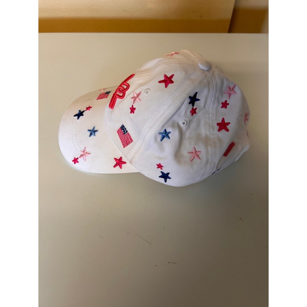 Lilly Pulitzer White Americana Stars and Stripes Embroidered Baseball Hat Cap